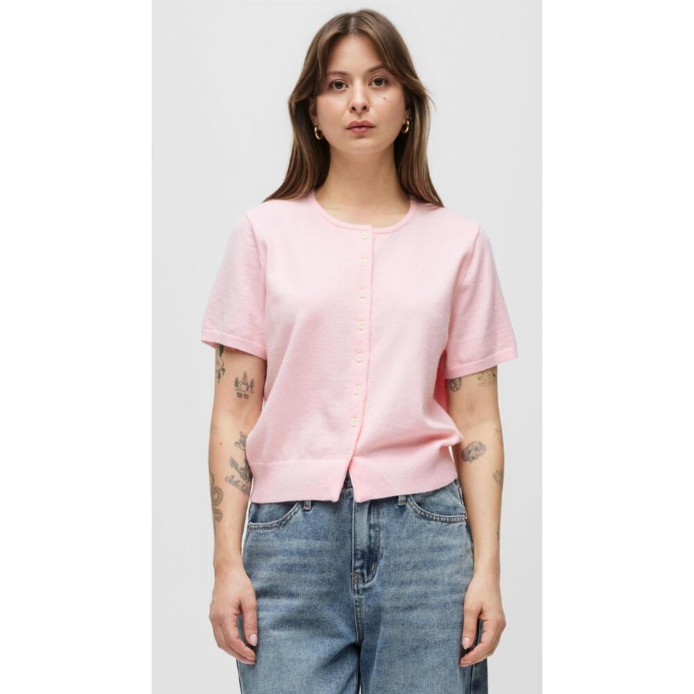 NEW ALL : ROW short sleeve cardigan in pink